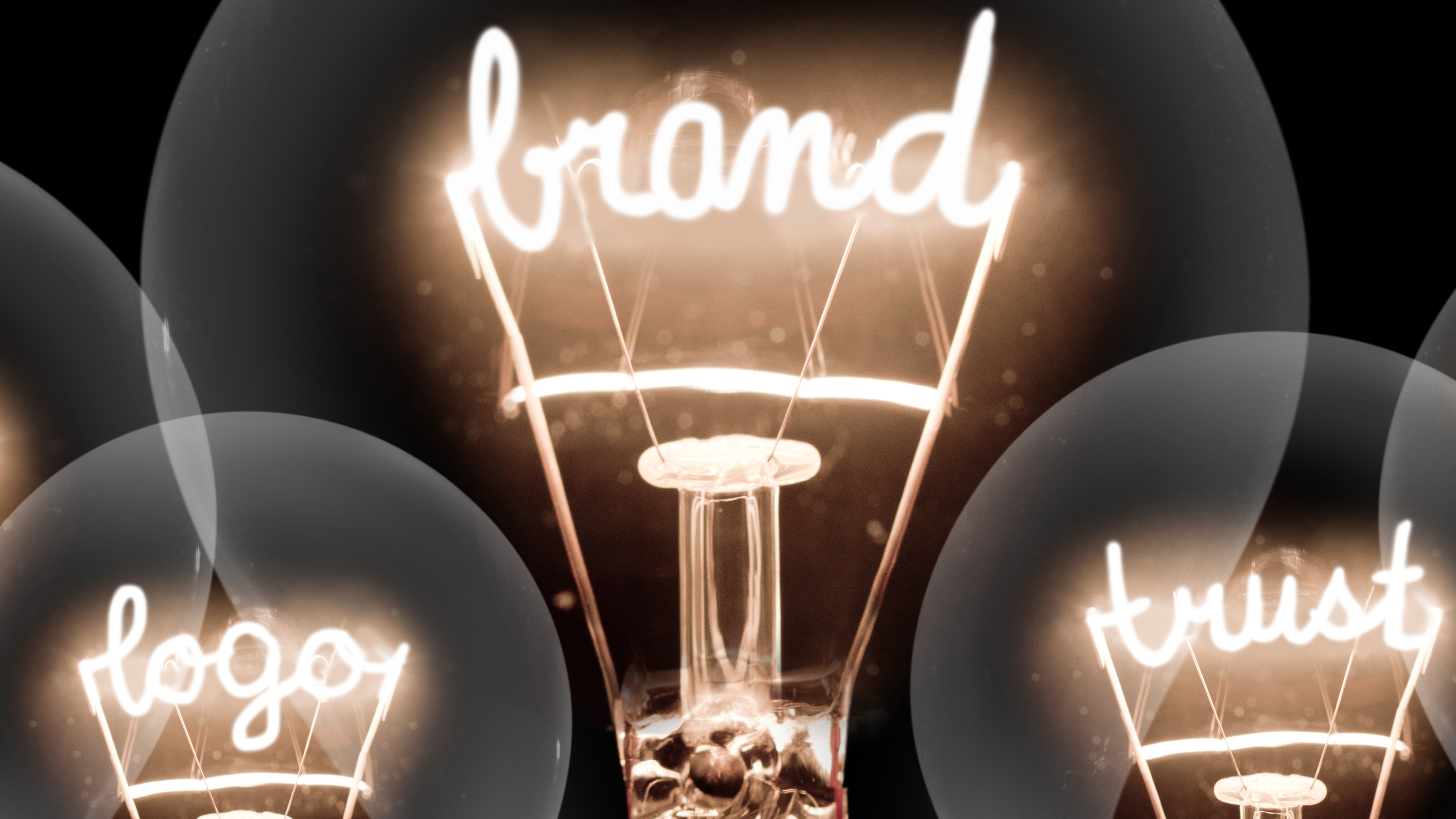 Image of light bulbs with brand, logo and trust light up inside
