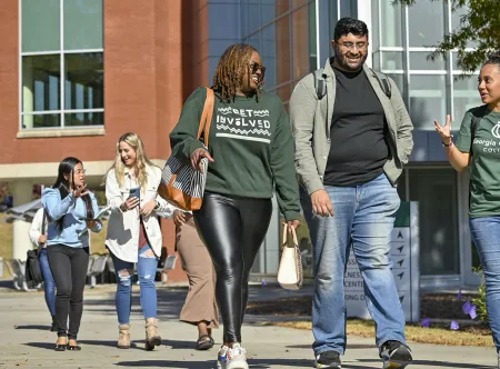 Students walking on campus