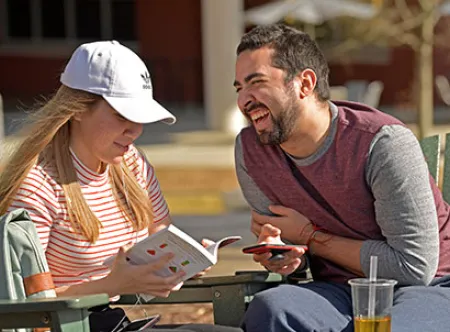Engaged students on GGC Lawn