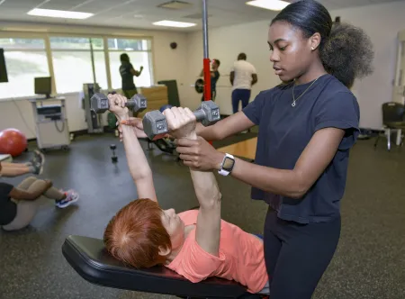 people working out in health screening lab