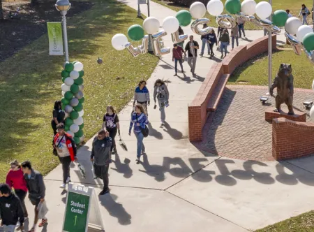 People walking on campus
