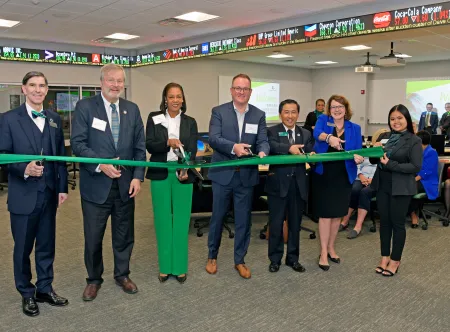 Ribbon Cutting group shot: (From l. to r.) Dr. George Low, Senator Don Balfour, Dr. Jann L Joseph, Ryan Hawk, Dr. Tyler Yu, Jennifer Hendrickson, Lisa Huynh