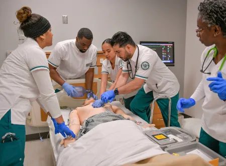 GGC nursing students Camila Monterro, Xavier Dennis, Kayla Oung, Said Pasgon and Nicola Goodman