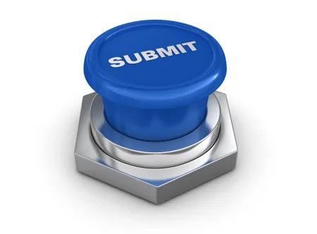 Silver stamp with a blue Submit top