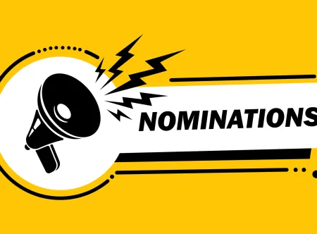 Nomination image with yellow background and black bullhorn 