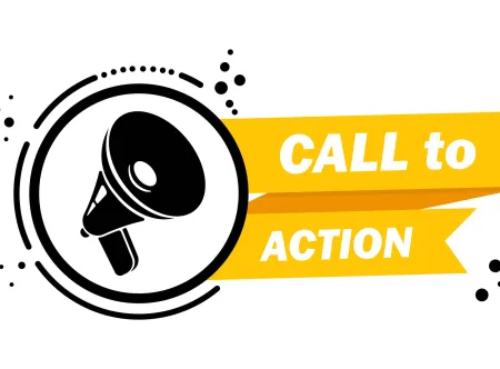 Bullhorn call to action yellow and black image