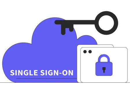 single sign-on image of a cloud, key and lock