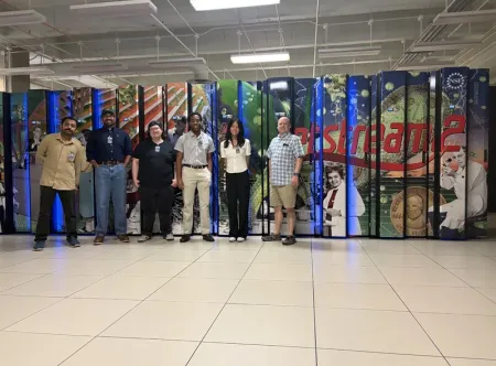 Group picture of GGC student Shone Cherian (left) pictured at the University of Illinois Urbana-Champaign with students Abrar Hossain, The University of Toledo; Allison Lizaso, Boise State University; Cameron Jones, Tuskegee University; and Sophie Lin, Wellesley College