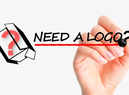 Need a logo written out on white background and red and black question marks