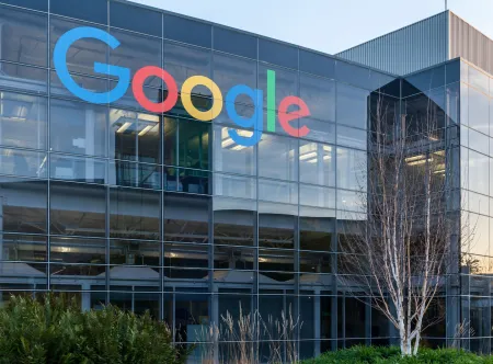 Google sign on the building at Google's headquarters in Silicon Valley