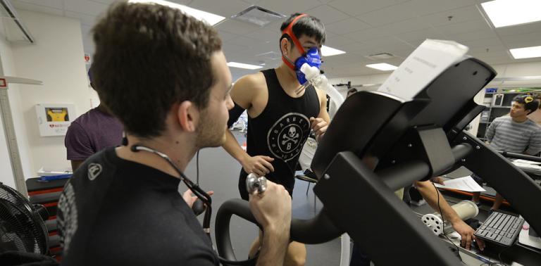 Exercise science student testing performance