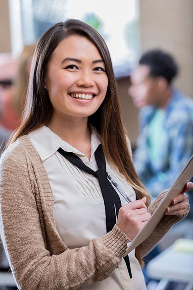 Student with clipboard