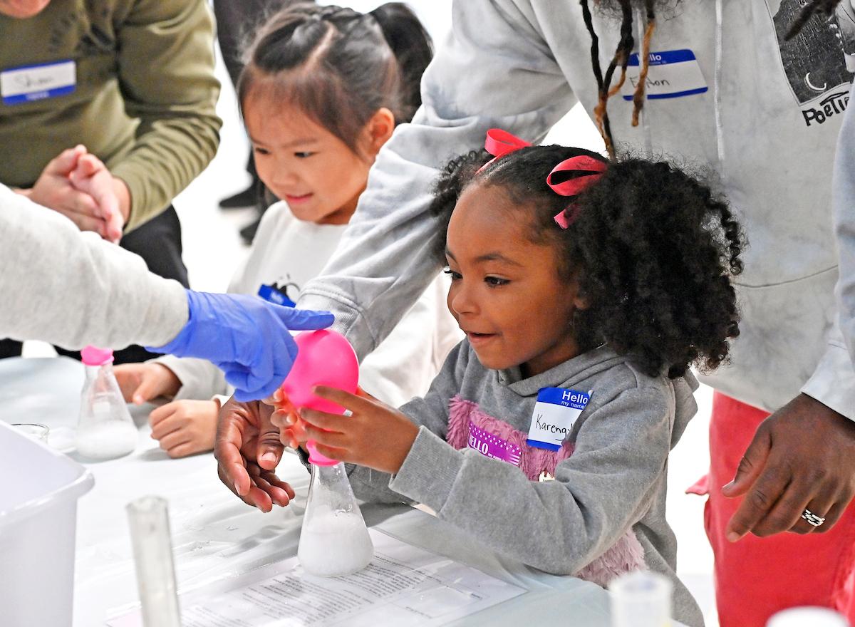 Children participating in Atlanta Science Festival activities on GGC's campus