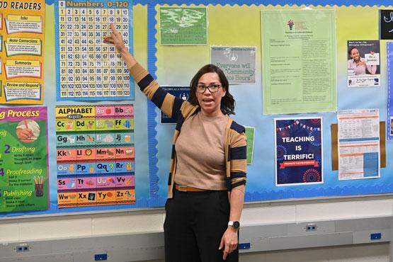Yanin Ugalde Maxwell ’25, education with a concentration in special education, demonstrated her classroom teaching skills as part of her journey to becoming a teacher.