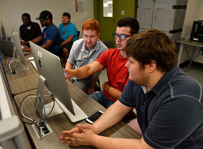 students participating in mob programming