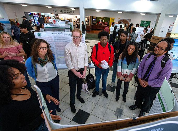 Jasmine Wood presents her team's projects during GGC's CREATE Conference