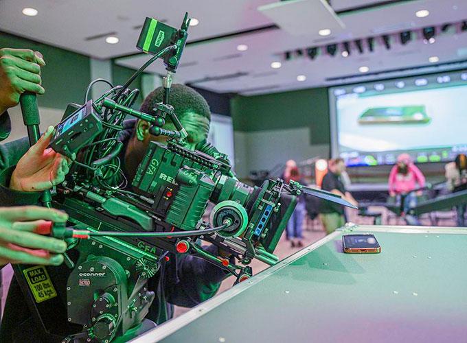 High school students from Gwinnett County explore filmmaking tools during Georgia Gwinnett College’s second annual ‘Behind the Lens’ event.