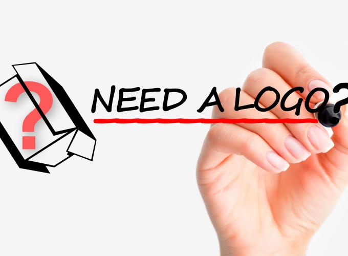 Need a logo written out on white background and red and black question marks