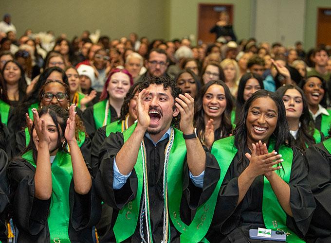 GGC nursing students celebrate as they took part of A Pinning Ceremony for Georgia Gwinnett College's Fall 2025 Nursing Class