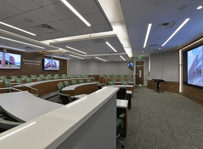 Photo of the Stephens Family Executive Forum room