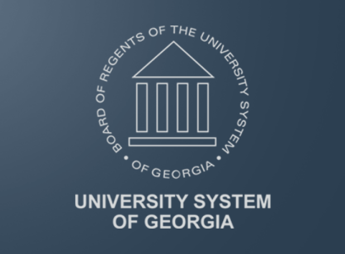 University System of Georgia logo with a house in the middle and "Board of Regents of the Unviersity System of Georgia" written in a circle around the "stick" house