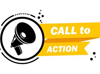 Bullhorn call to action yellow and black image