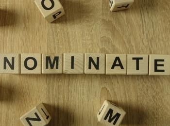 Wooden blocks spelled out nominate