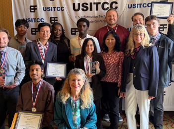 GGC's Information Technology Students of America team and advisors pose for group picture