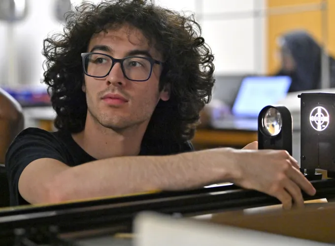 Male student in physics class