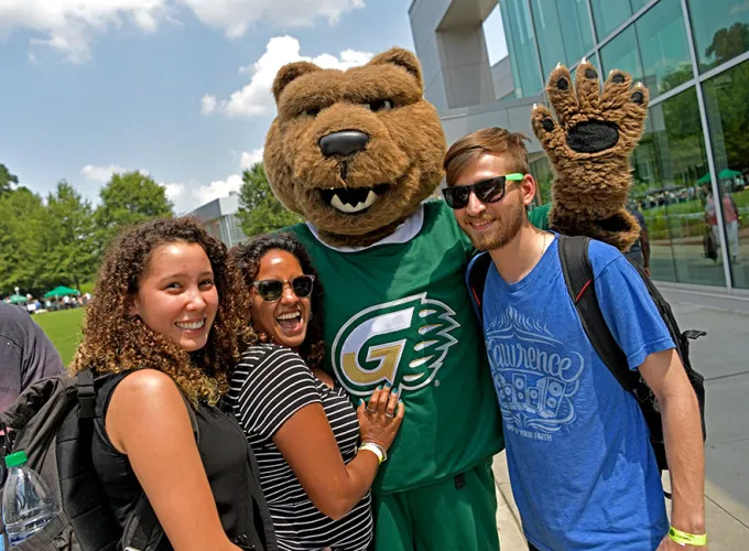 GGC's mascot "General" photo op with GGC students