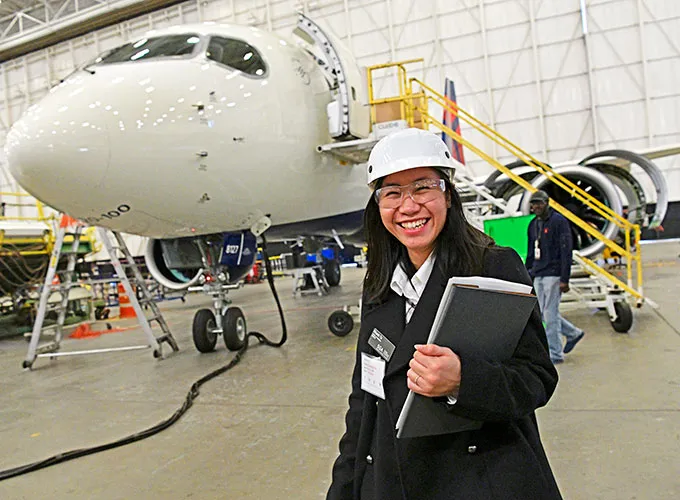 business major in Delta's airplane hanger