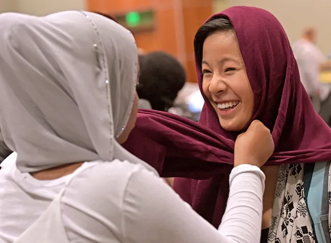 one woman's demonstration of how to fashion a hijab