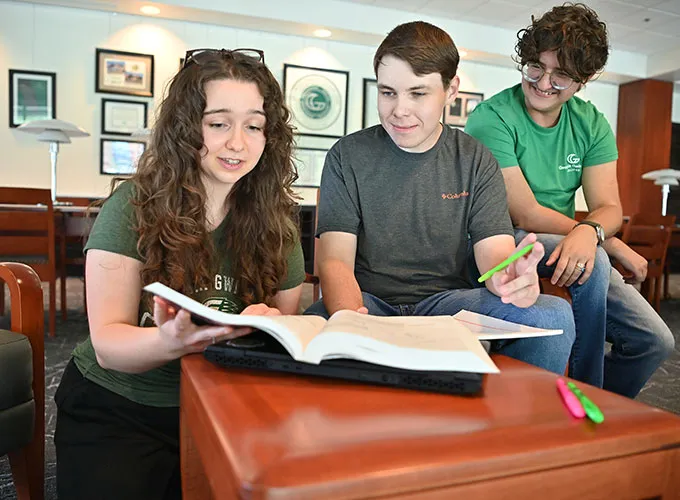 Three students studying