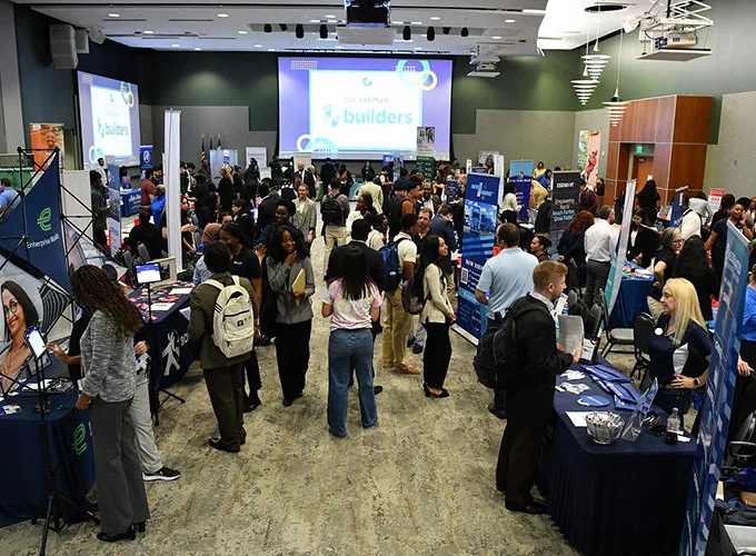 students and employers meet during GGC's career fair