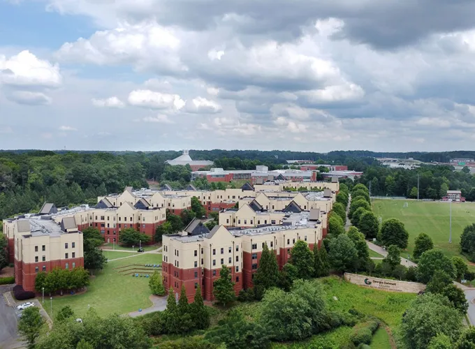 Aerial view of student housing