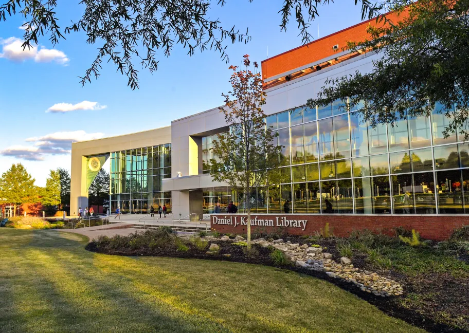Daniel J. Kaufman Library & Learning Center in sunlight