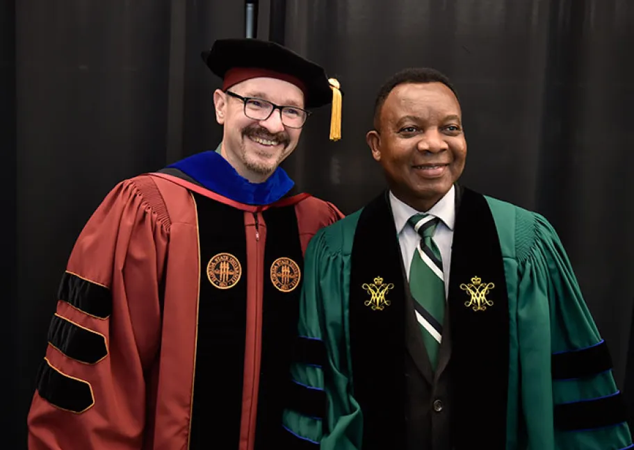 GGC faculty dressed in commencement regalia