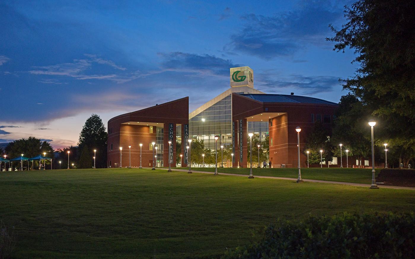 GGC's signature building B at dusk