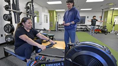 Person using a rowing machine