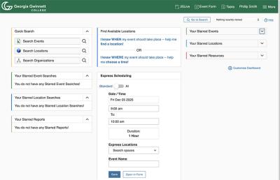 Screenshot of 25Live homepage