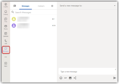 snapshot image of Microsoft Teams legacy messaging page