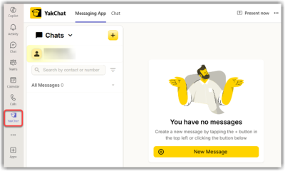 snapshot image of Microsoft Teams new messaging page