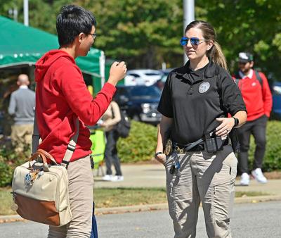GGC student talking with campus police