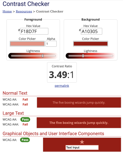 A graphical image depicting the failing score of the color contrast of the previous image advertising the American Red Cross blood drive.