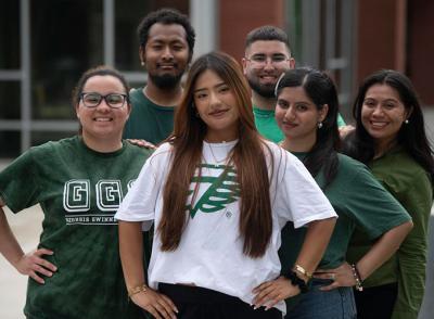 Group of GGC student wearing spirit gear